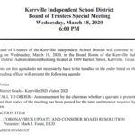 KISD Board of Trustees calls emergency meeting to deal with coronavirus fallout